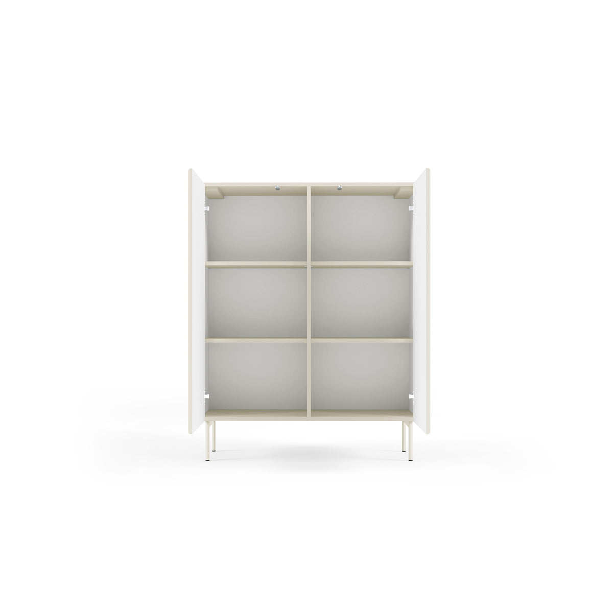MuzZI Tall Sideboard with Doors 99x123, Modern Style – with doors open