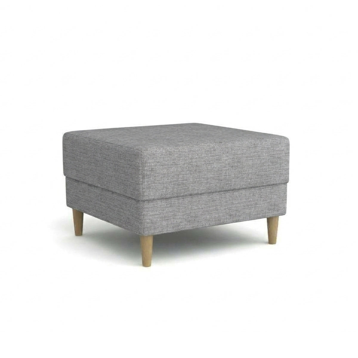 Pouf Harmi 66x66 Quartz Cendré (SAWANA 32) – pouf rembourré en tissu tressé, sur pieds en hêtre