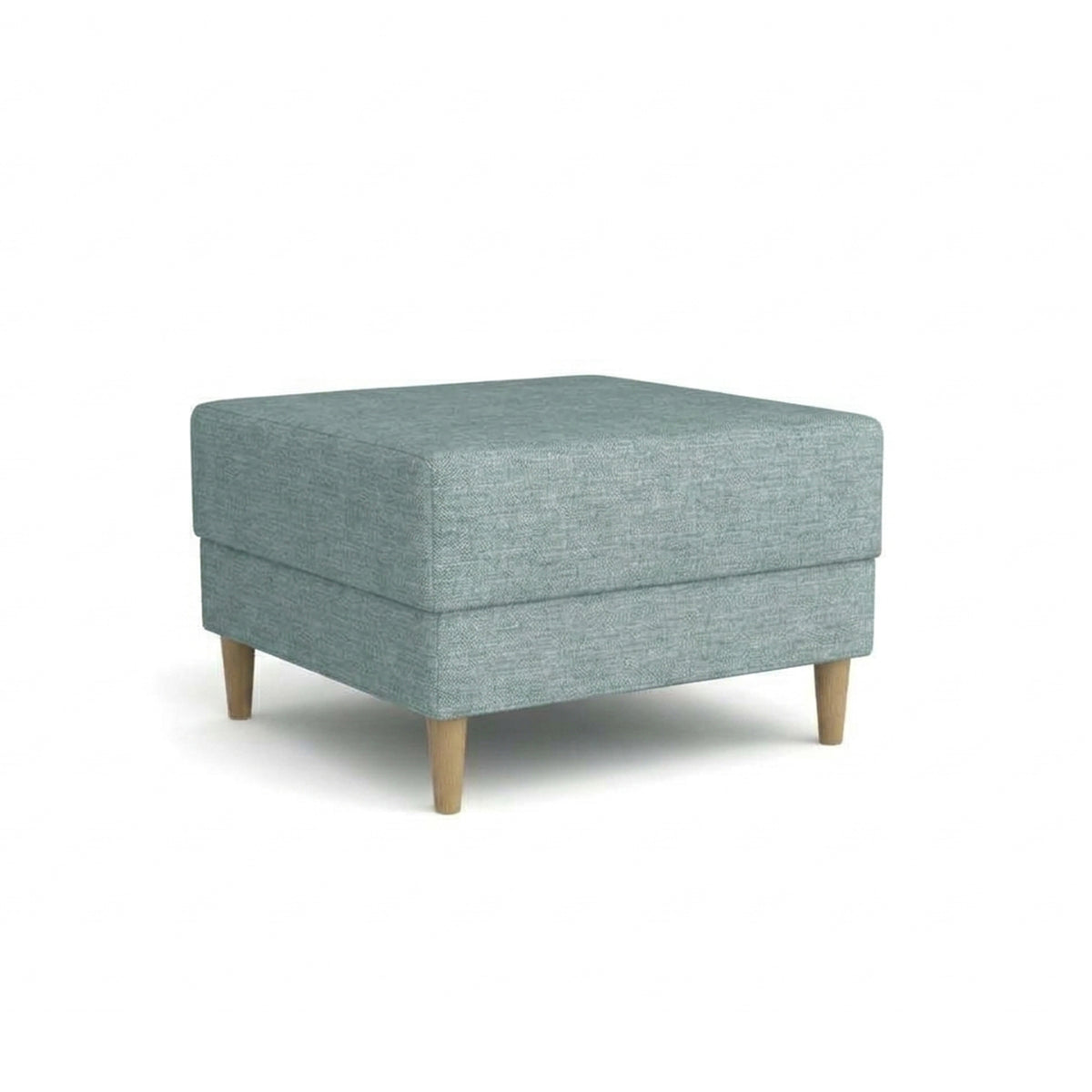 Pouf Harmi 66x66 Béton Argenté (SAWANA 29) – pouf rembourré en tissu tressé, sur pieds en hêtre