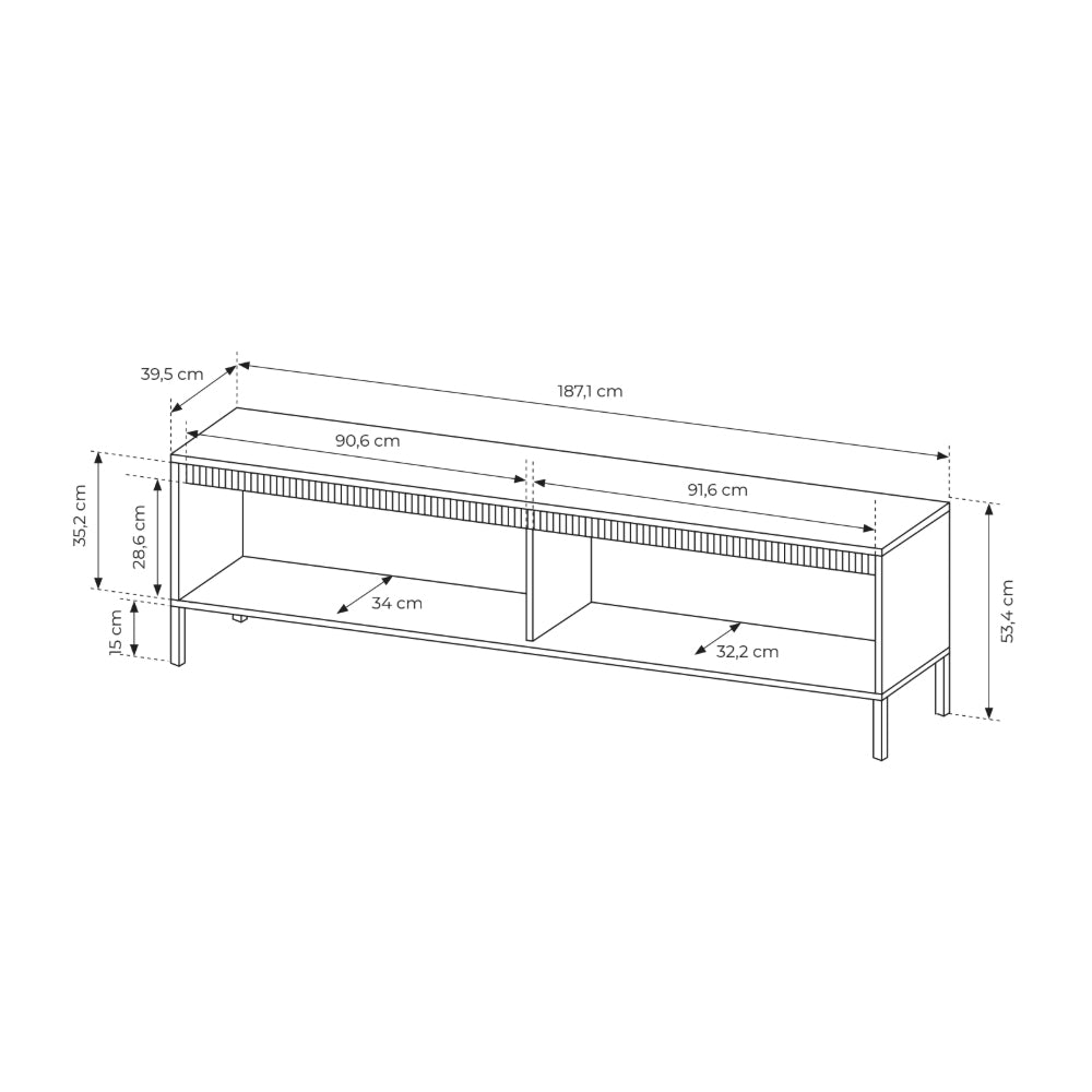 Szafka RTV Senra 2-drzwiowa 187x53 w stylu japandi – zdjęcie 6