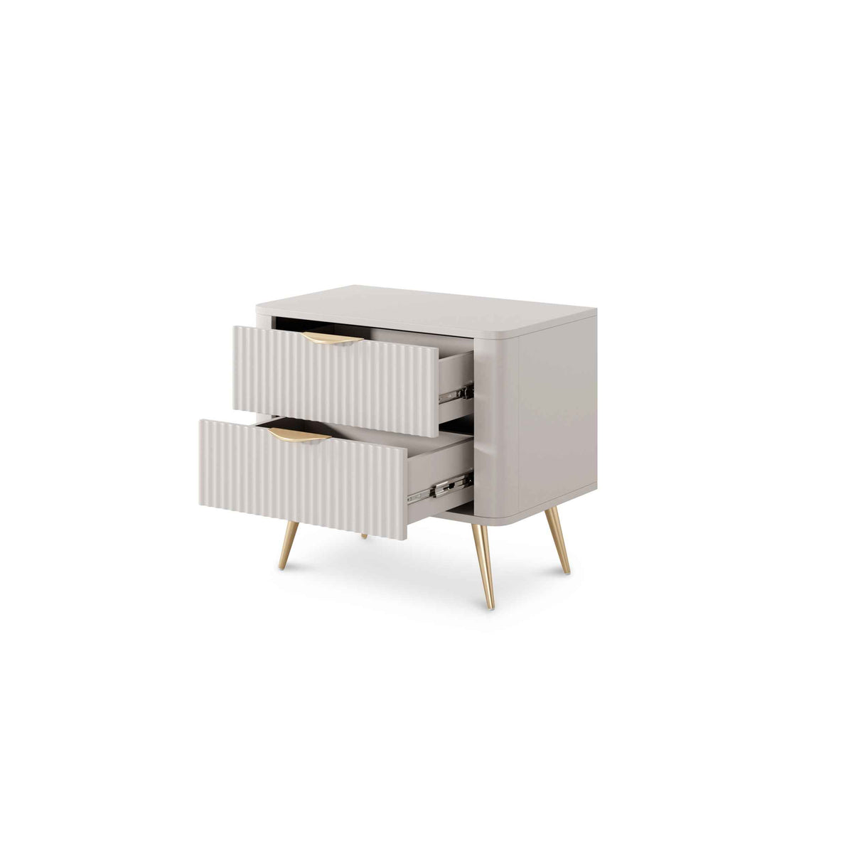 Szafka nocna Laanti z 2 szufladami 63x55 cm w stylu eleganckim – z otwartymi frontami