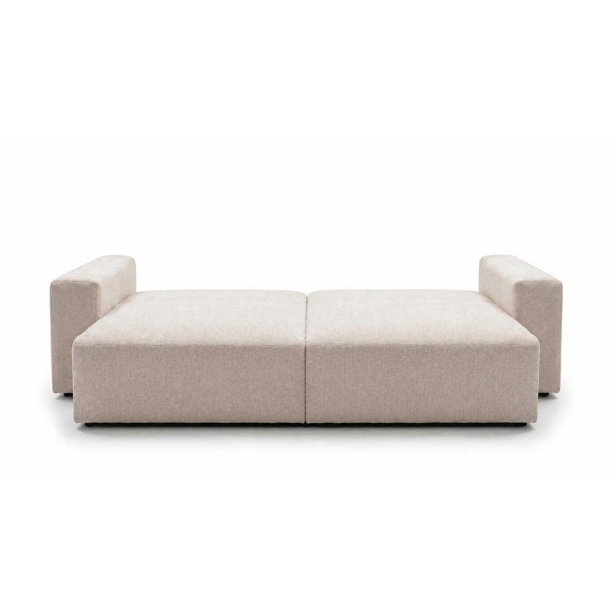 Canapé Iskeli 260 cm Taupe Crème (ARAGON 03) une fois déplié – canapé avec fonction couchage, mécanisme Automat DL