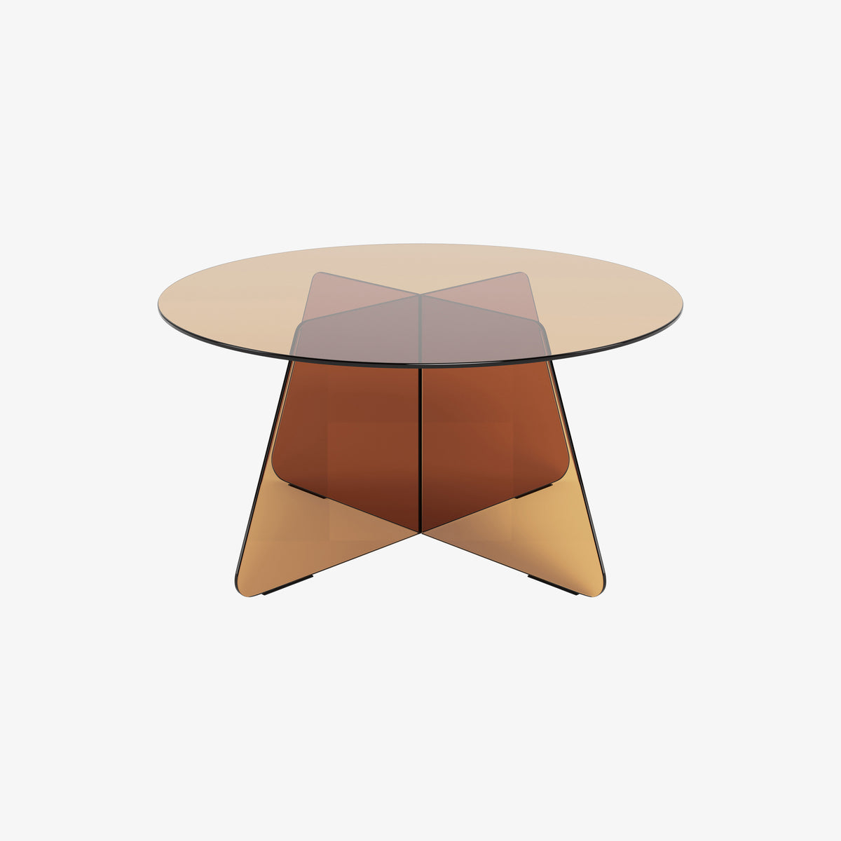 Aria Glass round coffee table, 80 cm diameter, in honey