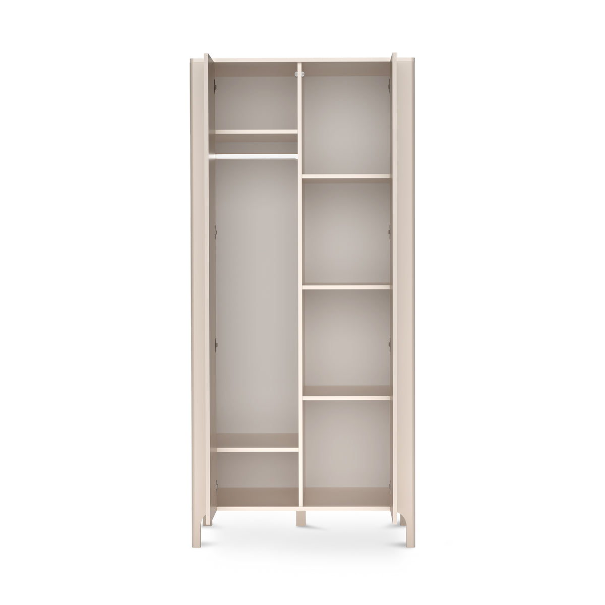 Armoire EKLIPSO 90x197 avec façades à chevrons de style moderne, coloris cachemire - intérieur après ouverture | Pillovely