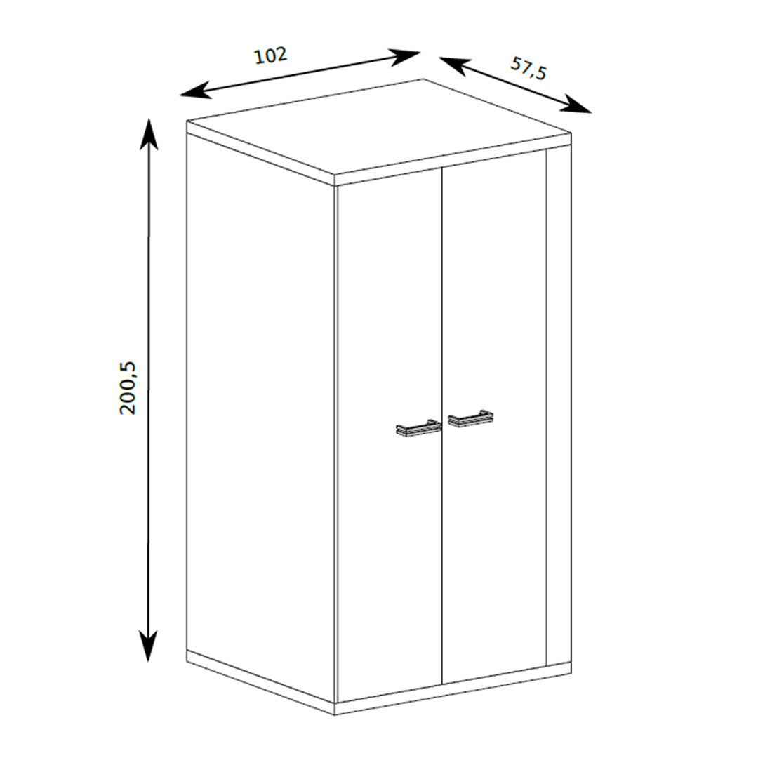 Armoire Korin 201x102 – schéma avec largeur, hauteur et profondeur