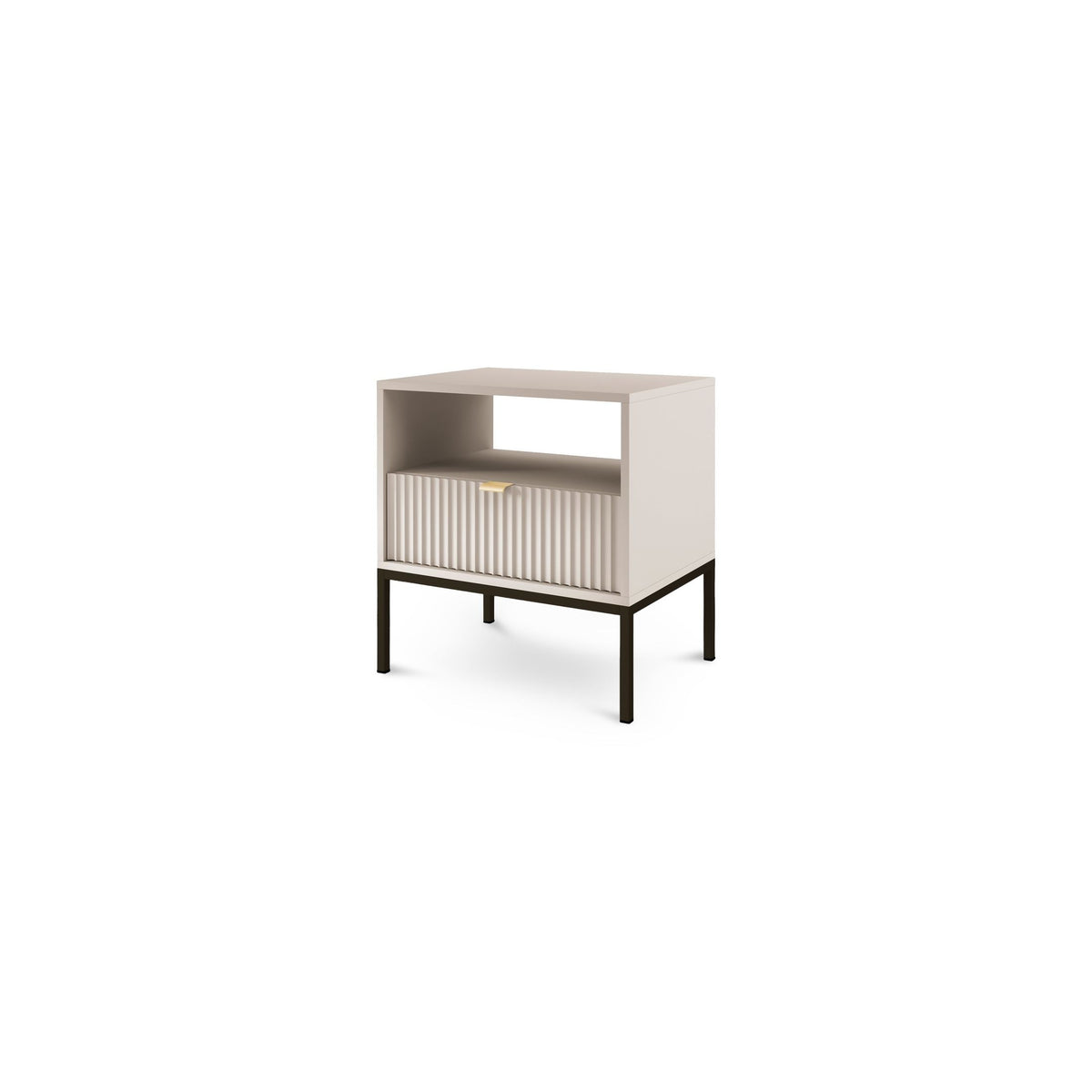 Roza Bedside Table with Drawer 54x56 cm, Glamour Style – Cashmere, Black