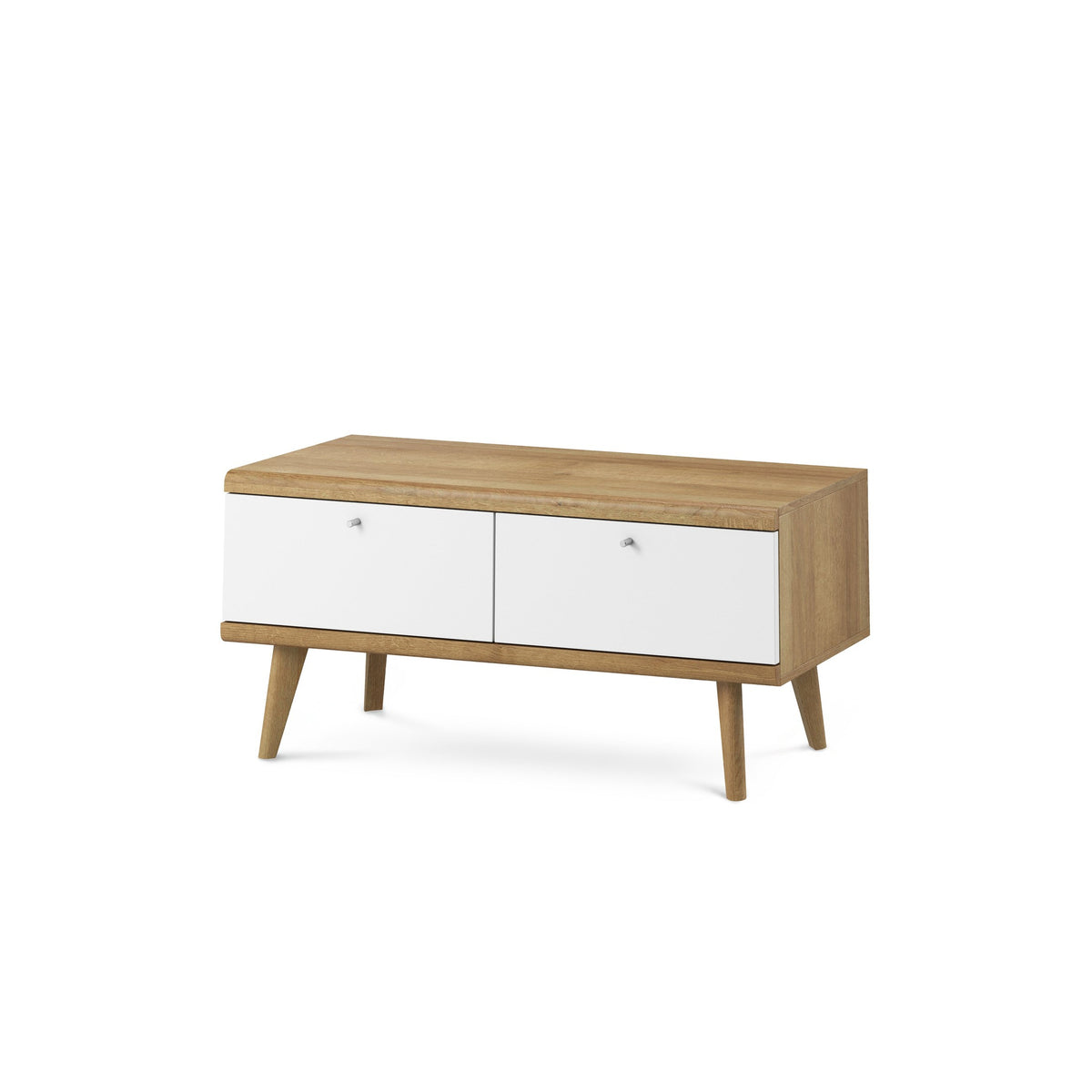 Lato TV Unit / TV Stand 107x50, Scandinavian Style – Riviera Oak, Wooden Legs, MDF Fronts – main photo | Pillovely