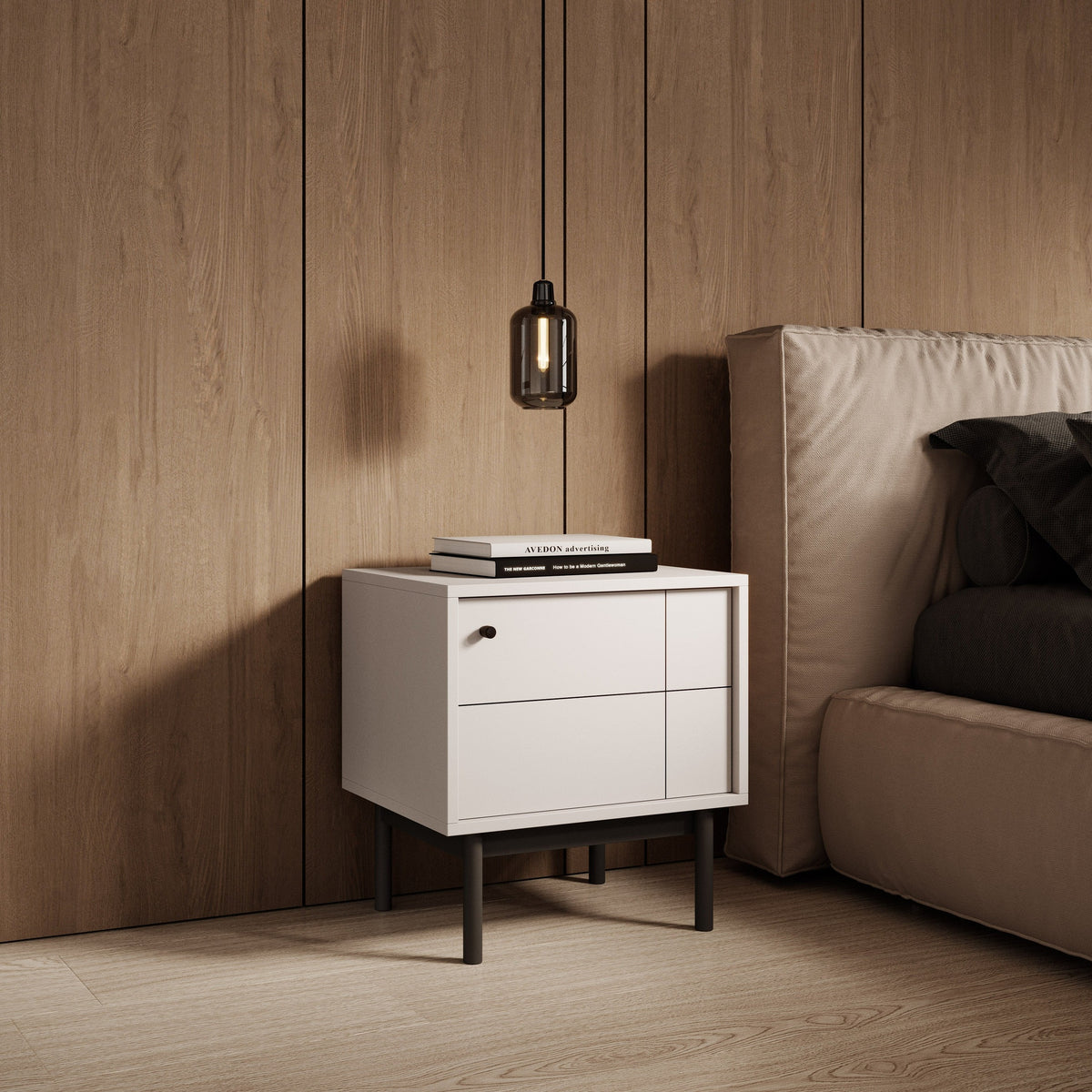 Sabi Bedside Table with Cabinet 54x57 cm, Japandi Style – photo 2