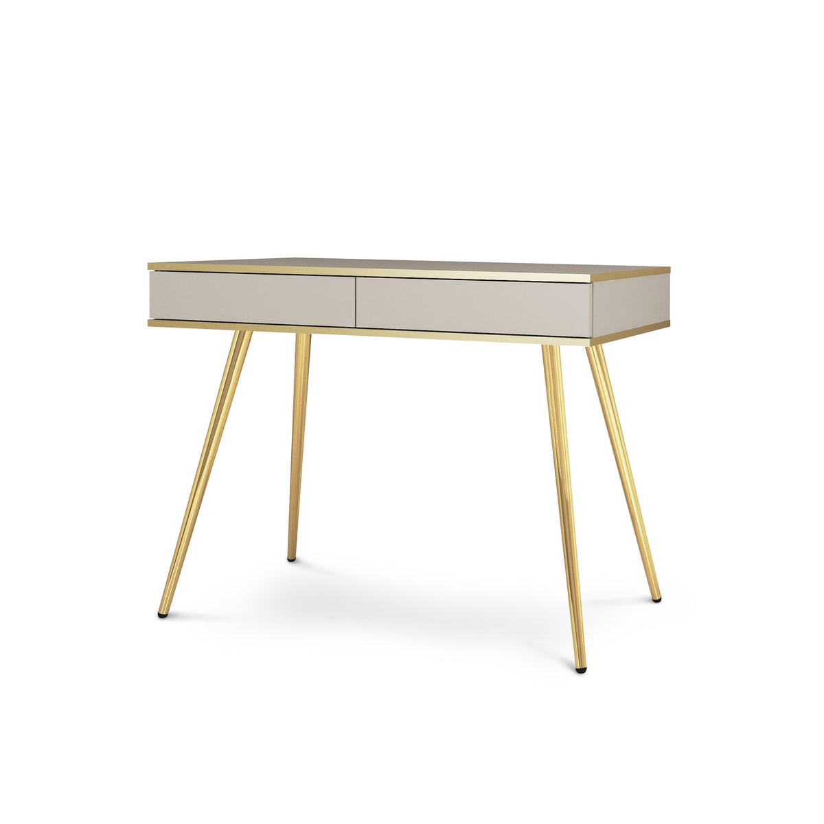 Meva Dressing Table 102x80 cm, Modern Classic Style – Beige, Gold