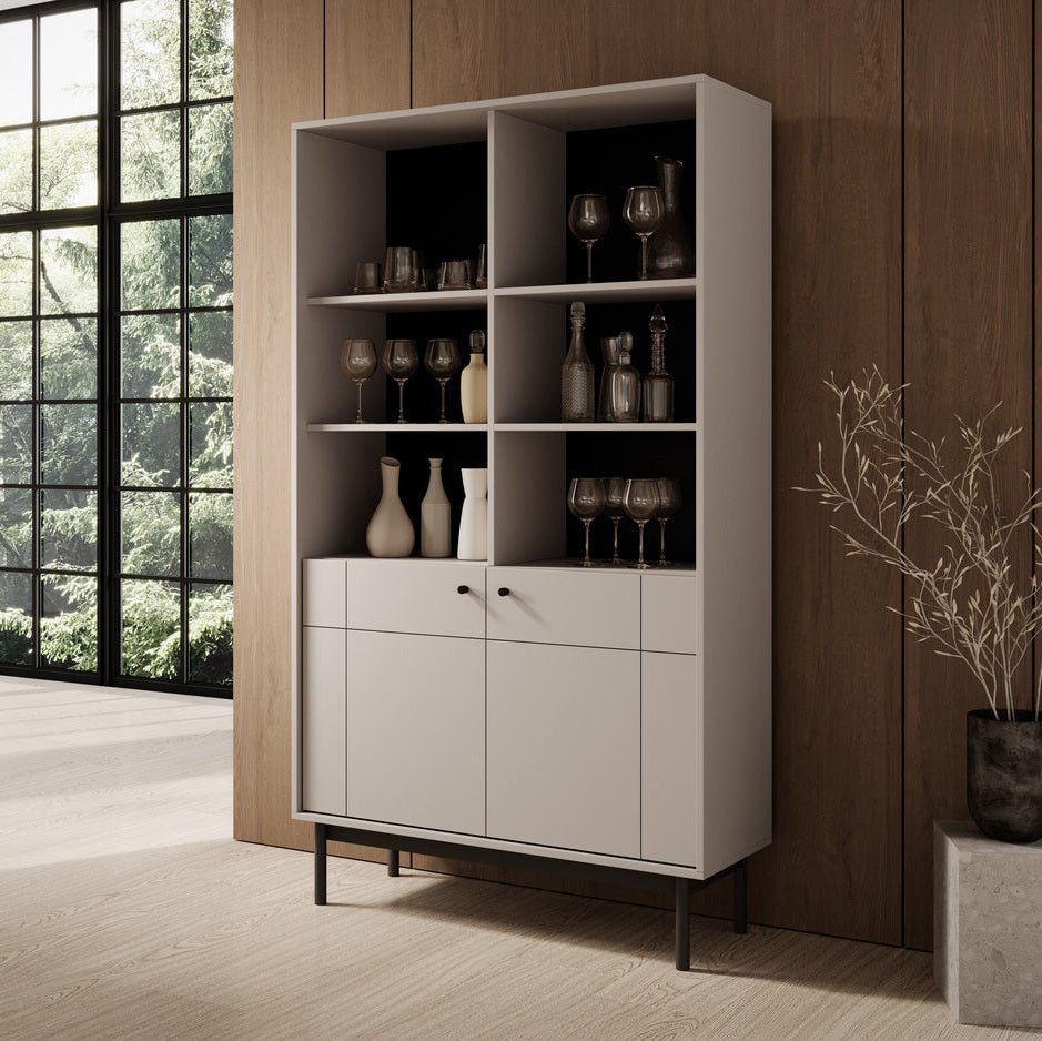Sabi Display Cabinet 104x185 cm, Japandi Style – in a room setting