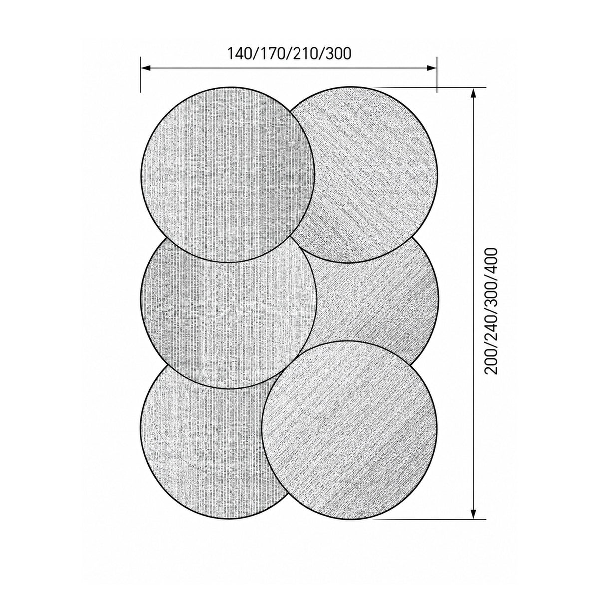 Tapis Berri avec un motif circulaire en dégradé de style moderne - dessin avec dimensions