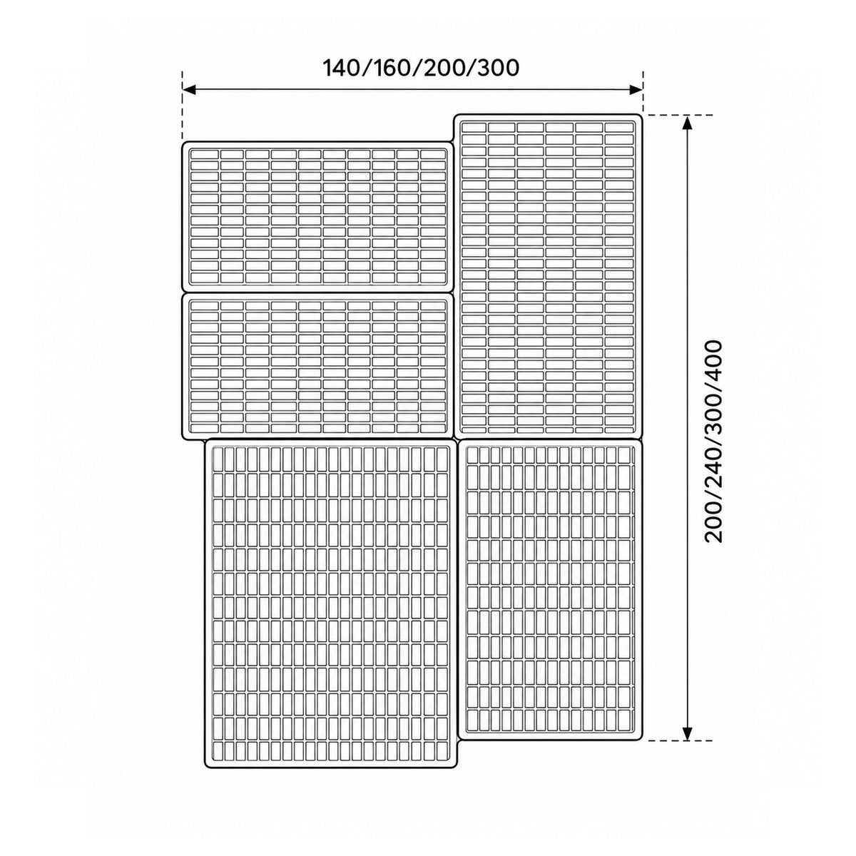 Tapis Shorin avec un motif géométrique inspiré du style japandi - dessin avec dimensions