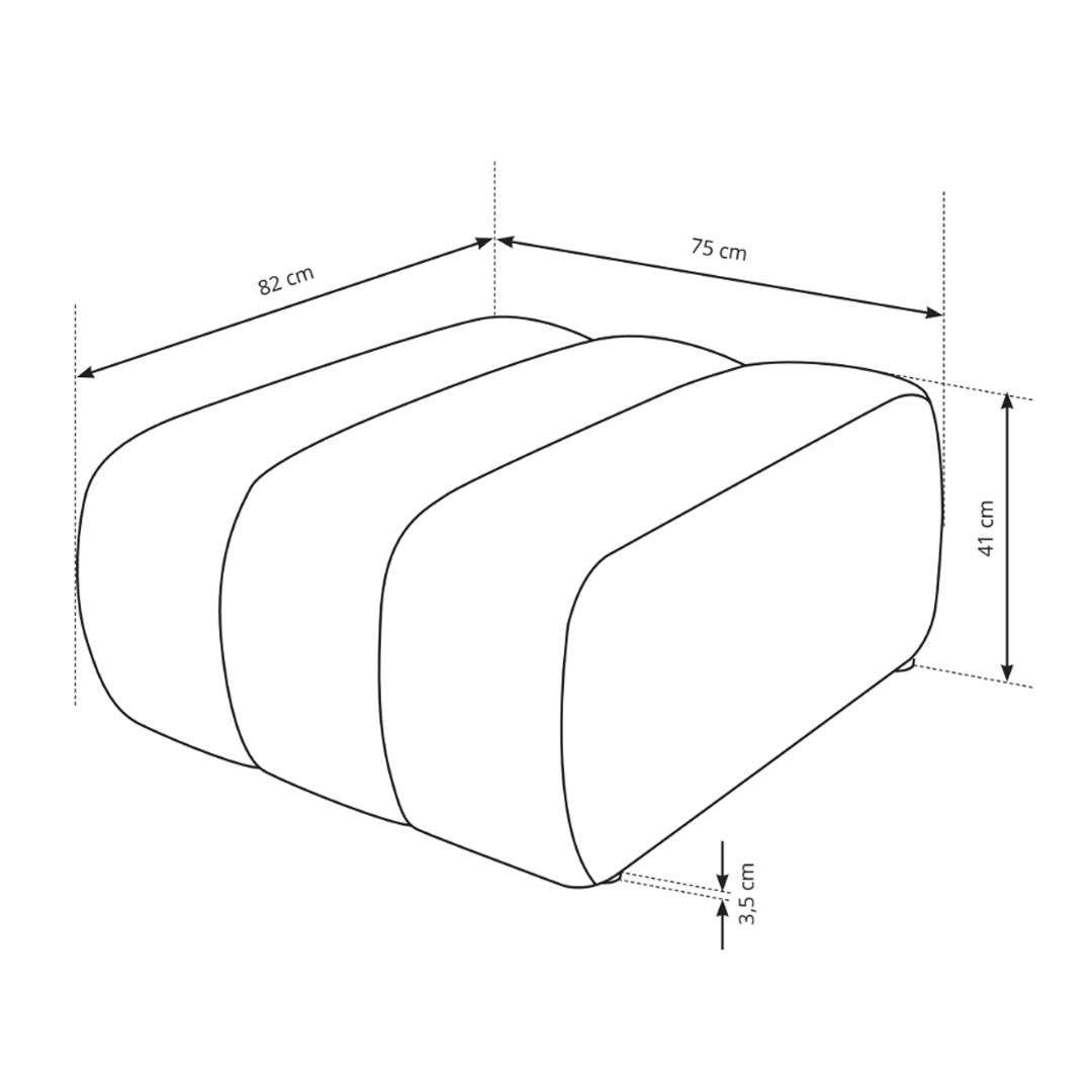 Pufa Baloa wypoczynkowa 82x41 cm w stylu organic modern – rysunek z wymiarami