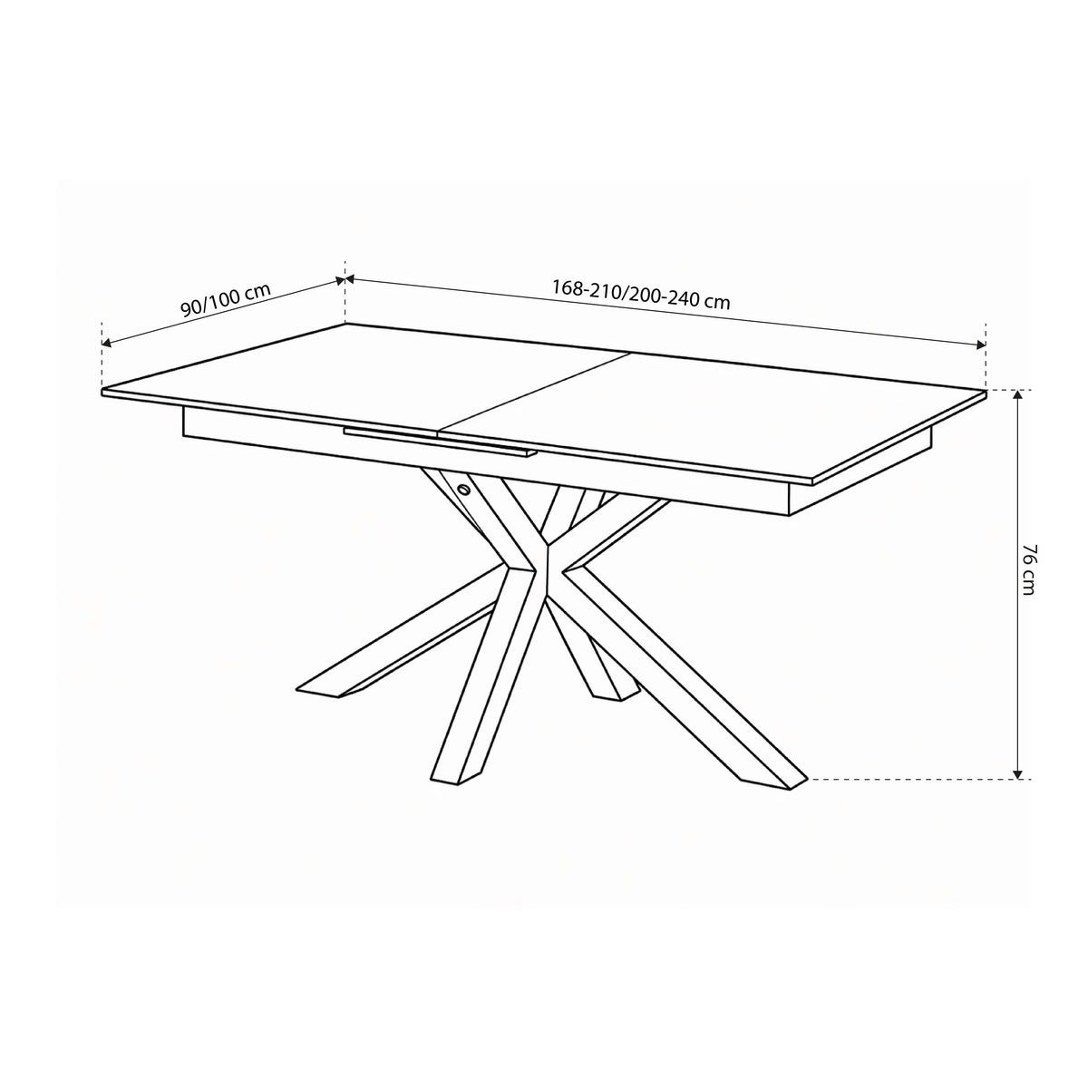 Lorrins Classic Extendable Dining Table, Loft Style – dimensions drawing