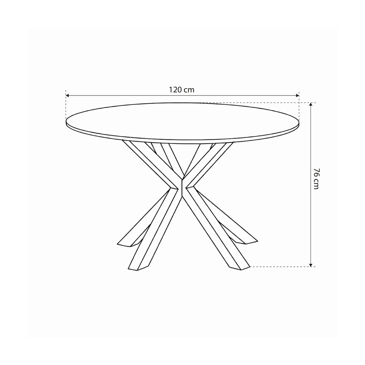Morial Round Dining Table 120x76 cm, Elegant Style – dimensions drawing