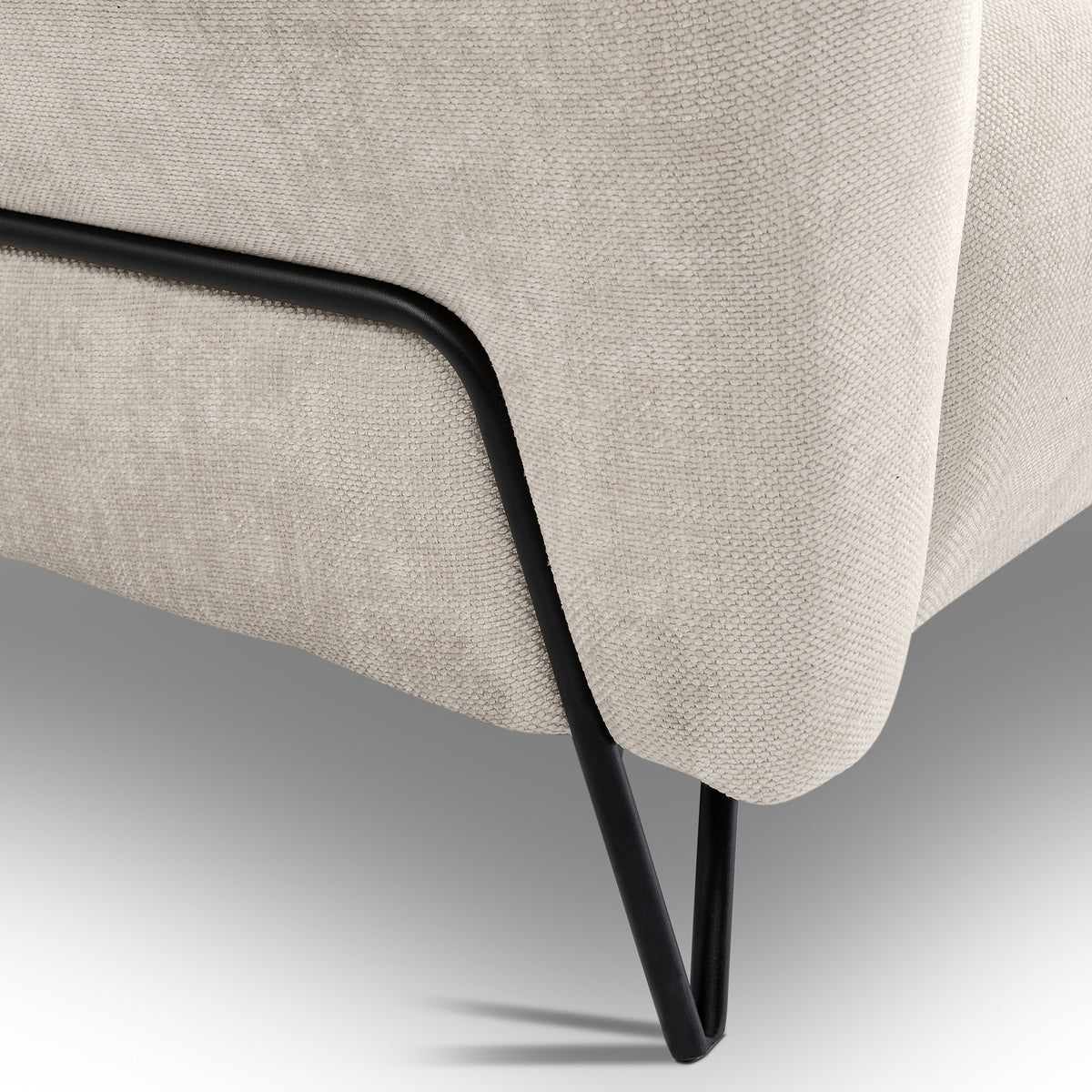 Nellia 3 Seater Sofa for Living Room, Soft Style, Storm Fabric – close-up of details and texture