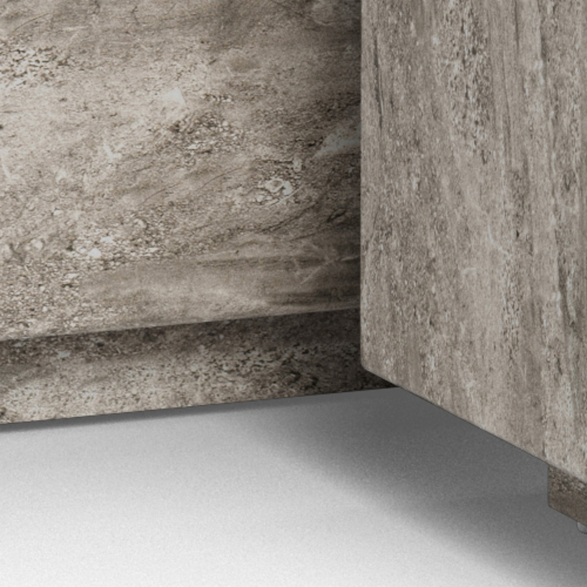 Ensemble de 2 tables basses à effet pierre au style moderne - modèle Segmento - gros plan sur les détails et la texture