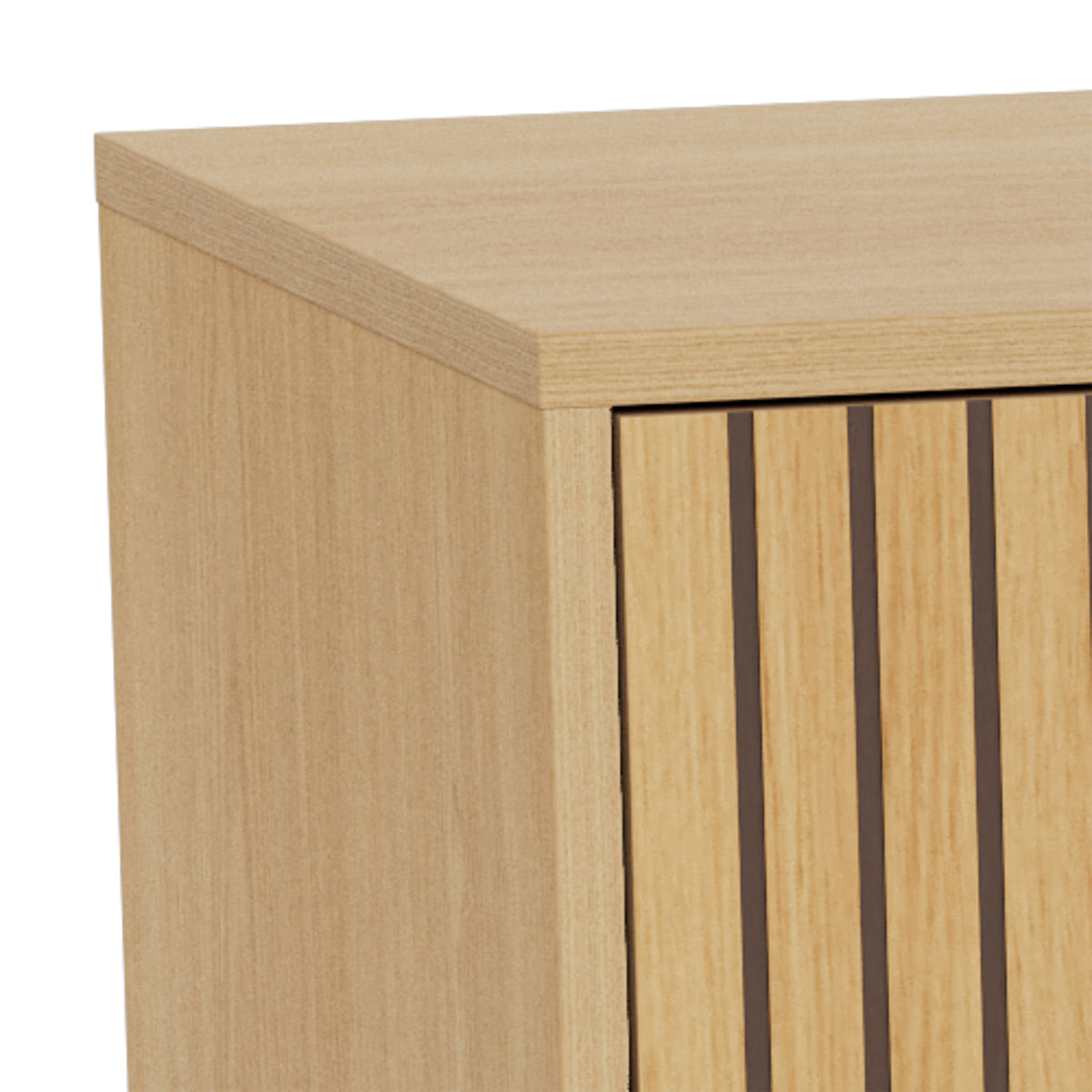 Commode Bambouz 158x81 avec façade à lattes de style moderne - gros plan sur les détails et la texture