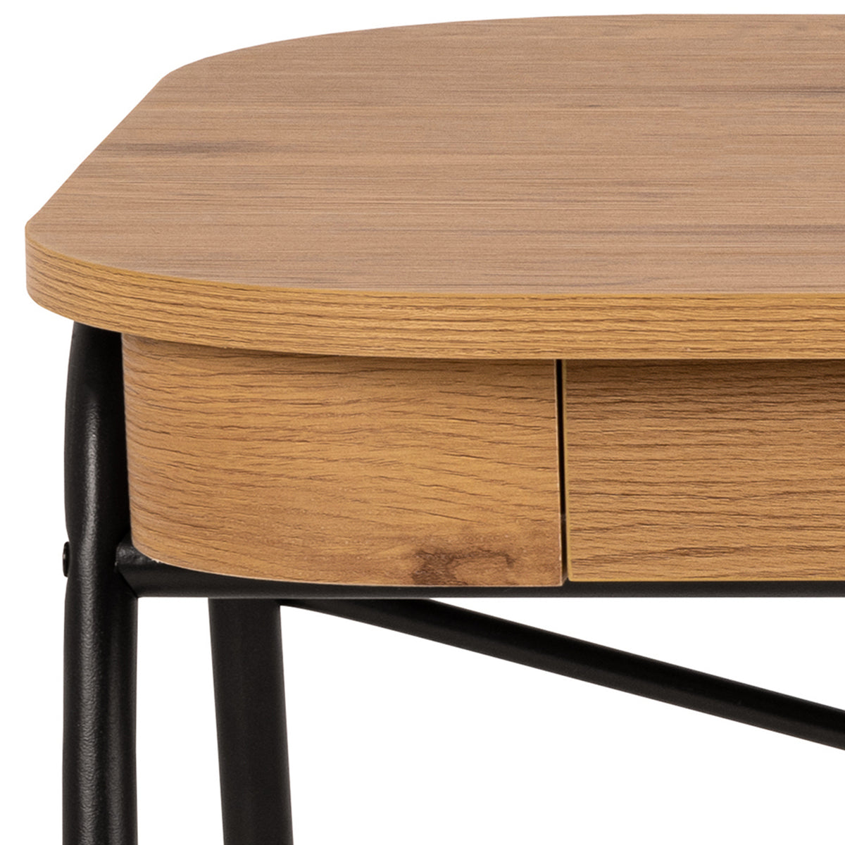 Bureau Astel 120x60 à deux tiroirs, de style moderne - gros plan sur les détails et la texture