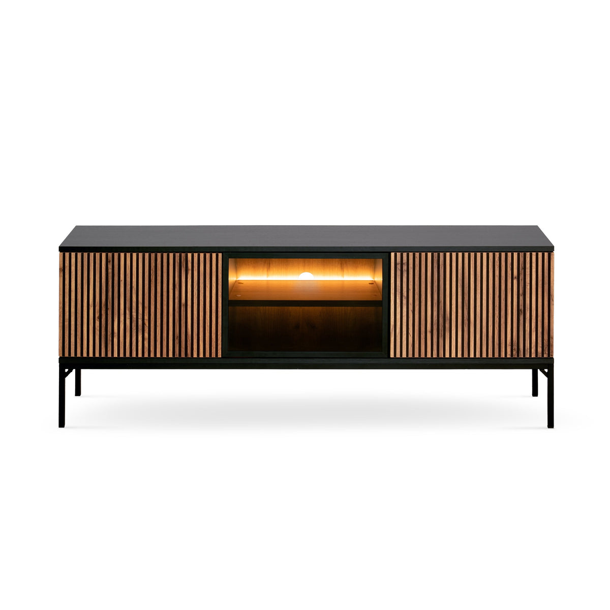 Szafka RTV Lampy pod telewizor 154x56 w stylu nowoczesnym – widok z przodu
