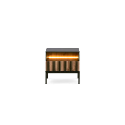 Szafka nocna Lampy z lamelowym frontem 54x56 cm – widok z przodu