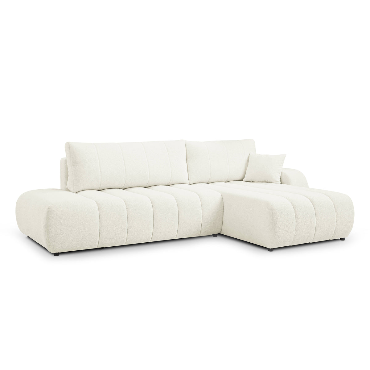 Baloa Corner Sofa Bed DL 276 cm, Modern Style – Right-sided, Ivory Coast (LAMBI 01)