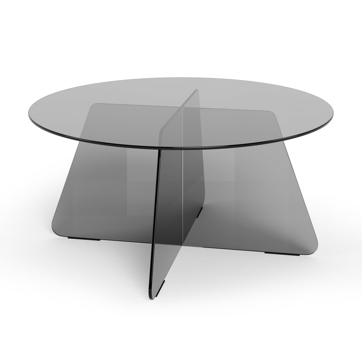 Aria Glass Round Coffee Table for the Living Room Ø80 cm, Modern Style – Smoked
