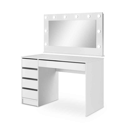 Toaletka Adia z lustrem i oświetleniem LED 120x75 cm w stylu nowoczesnym – widok pod kątem | Pillovely