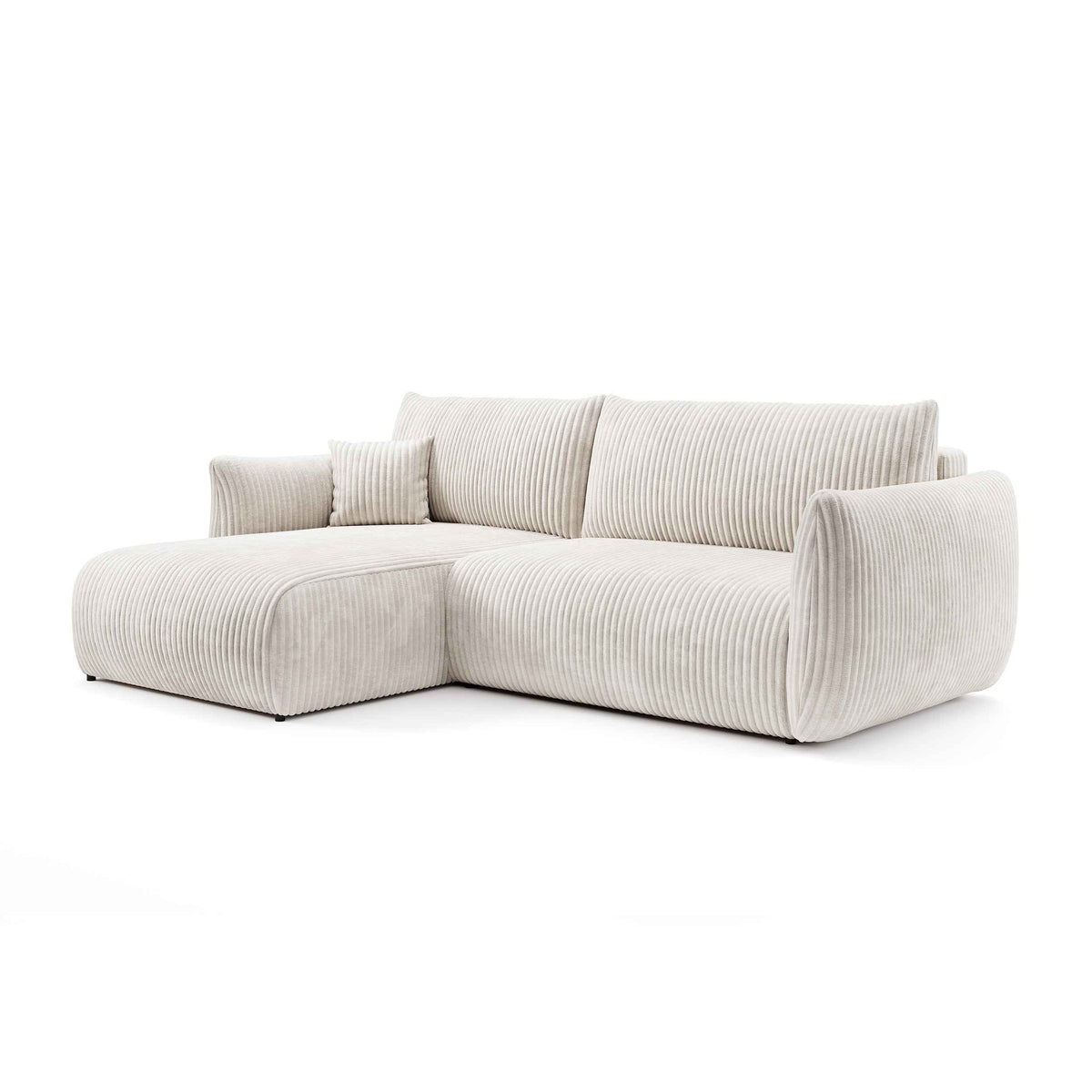 Alloro Corner Sofa Bed 257 cm, Modern Style – Left-sided, Powder Pearl (TILIA 01)