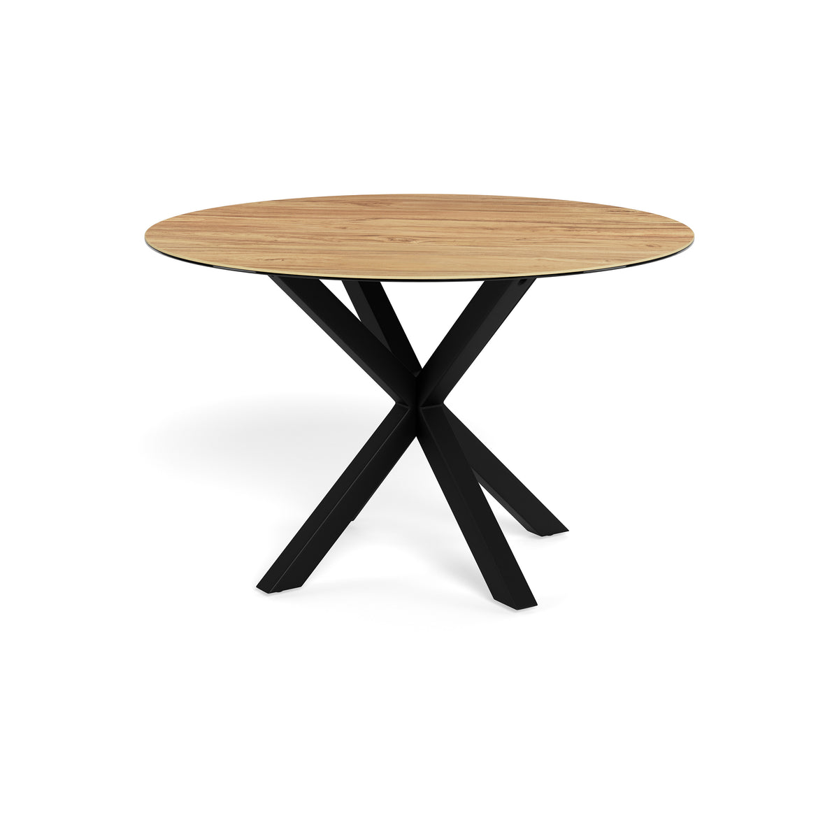 Stela Round Dining Table 119x76 cm, Modern Style – Natural Oak (black legs)