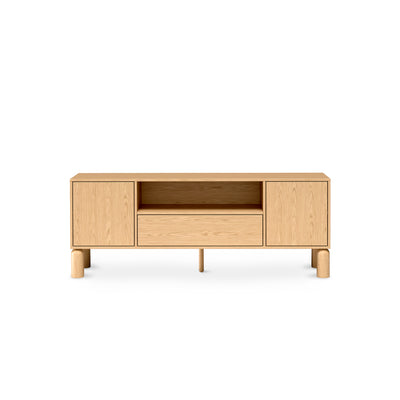 Meuble TV Fjord 160x62 avec de grands espaces de rangement de style scandinave - vue de face