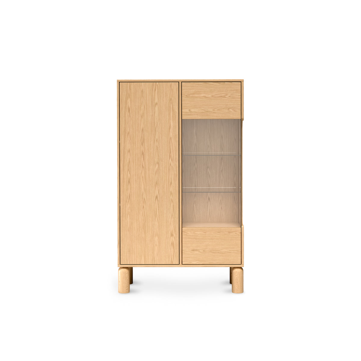 Fjord Display Cabinet 89x146 with Glass Front, Scandinavian Style – front view | Pillovely