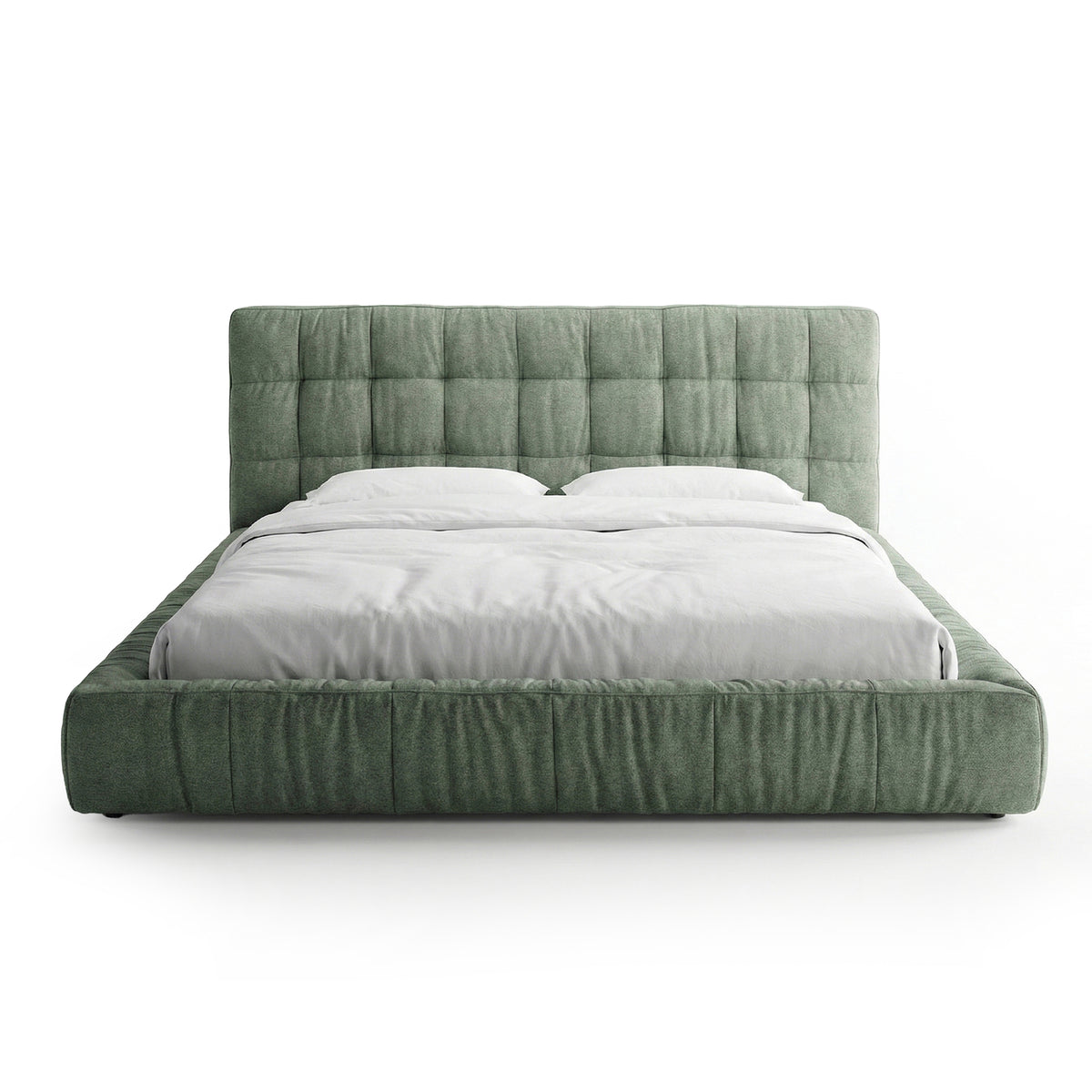 Quilted Upholstered Bed with a Low Frame in Modern Style | Talaro