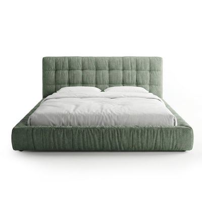Quilted Upholstered Bed with a Low Frame in Modern Style | Talaro