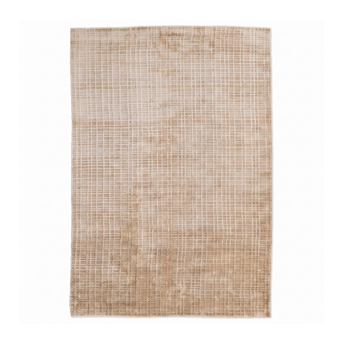 Tapis de salon Gamino tissé en Tencel avec un motif quadrillé à deux niveaux, de style moderne - vue de face | Pillovely
