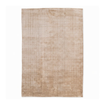 Tapis de salon Gamino tissé en Tencel avec un motif quadrillé à deux niveaux, de style moderne - vue de face | Pillovely