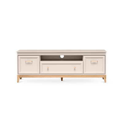 Meuble TV Serena 179x62 avec façades fraisées de style modern classic - vue de face | Pillovely