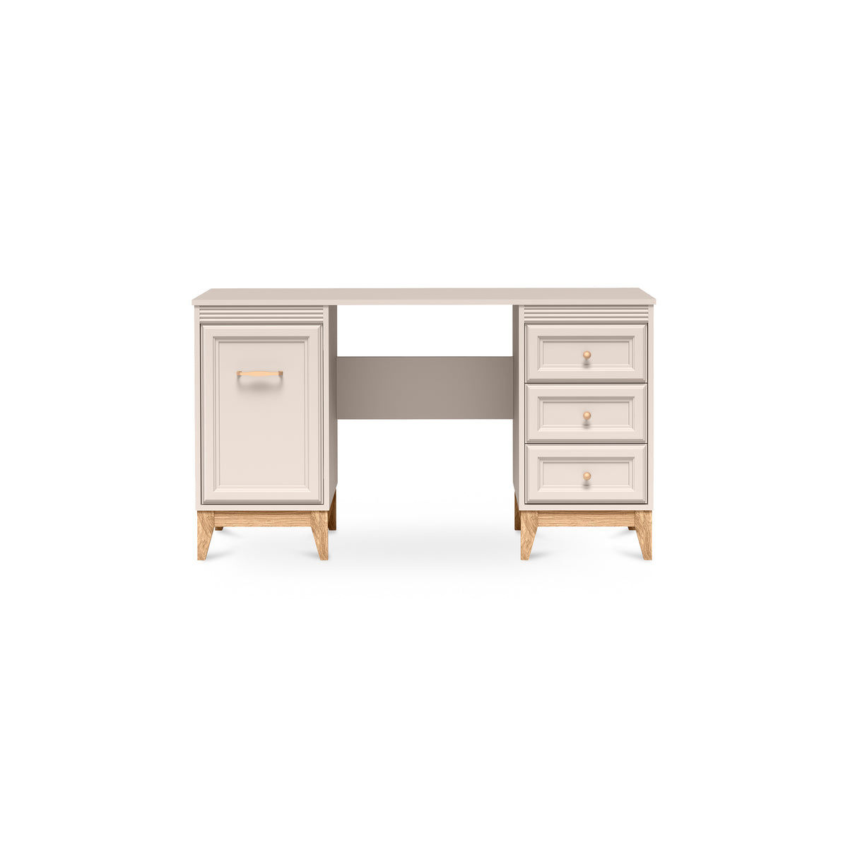 Biurko Serena 138x78 z 3 szufladami w stylu modern classic – widok z przodu