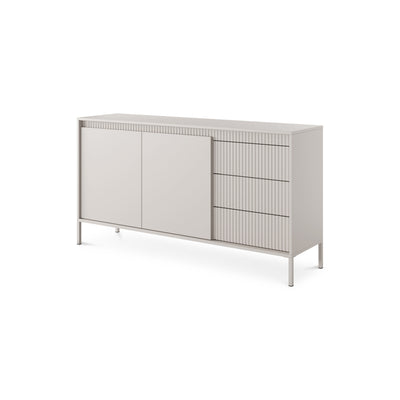 Komoda Senra z drzwiami i szufladami 154x81 w stylu japandi – widok pod kątem | Pillovely