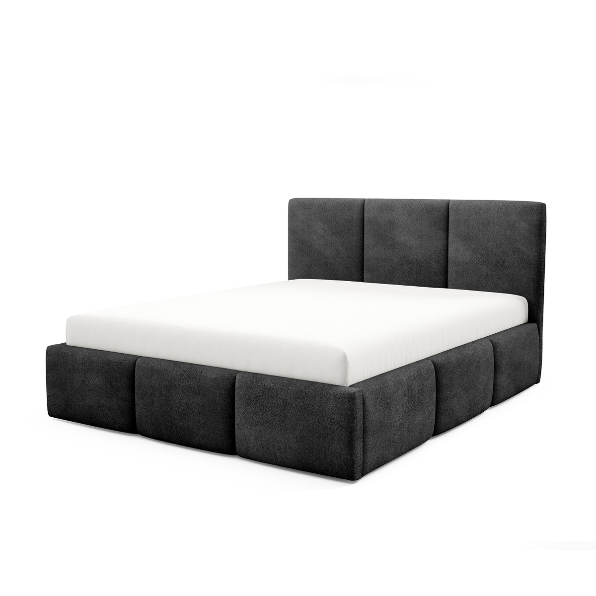 Melora Upholstered Ottoman Bed with Storage, Various Sizes in Modern Style 140x200, 160x200 and 180x200, Coral Fabric – angled view | Pillovely