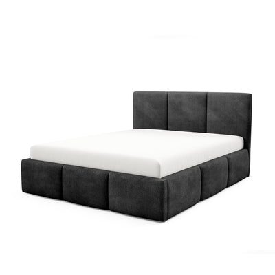 Łóżko tapicerowane Melora 140x200, 160x200 i 180x200 z pojemnikiem w stylu nowoczesnym, tkanina Coral – widok pod kątem | Pillovely
