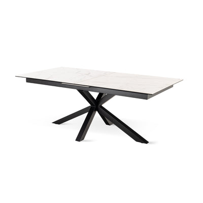 Lorrins Large Extendable Dining Table 200–240x76 cm, Modern Style – Cool White