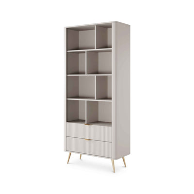 Regał Laanti 88x194 z półkami w stylu eleganckim – widok pod kątem | Pillovely