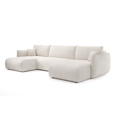 Narożnik Alloro w kształcie U z funkcją spania o powierzchni 145x302 w stylu vintage – widok pod kątem | Pillovely