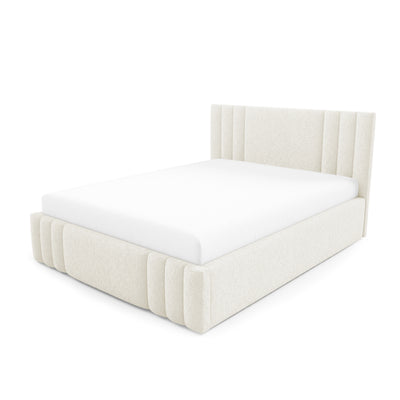 Łóżko tapicerowane Falda 140x200, 160x200 i 180x200 z pojemnikiem w stylu eleganckim, tkanina Lambi – widok pod kątem | Pillovely