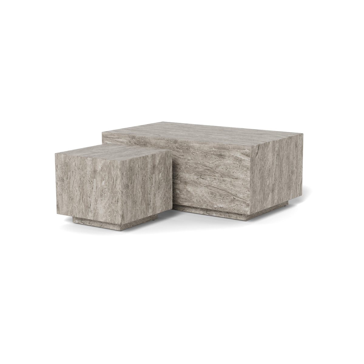 Segmento Set of 2 Coffee Tables with Stone Effect, Modern Style – angled view | Pillovely