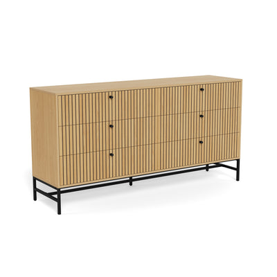 Commode Bambouz 158x81 avec façade à lattes de style moderne – vue en perspective | Pillovely