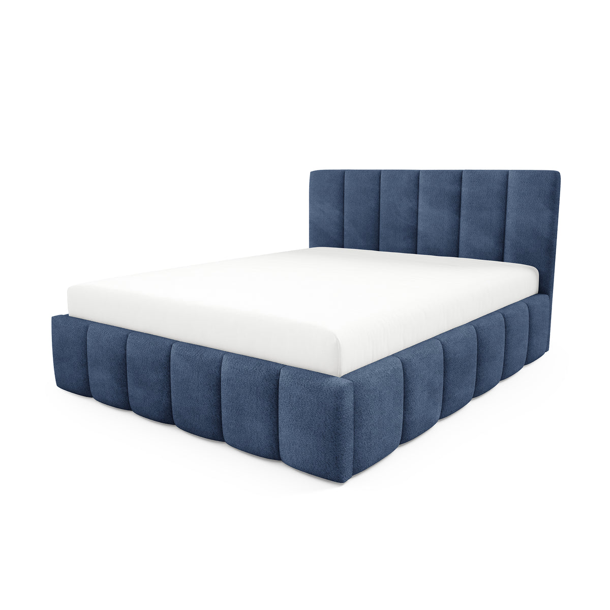 Nerom Quilted Upholstered Ottoman Bed with Storage, Various Sizes in Elegant Style 140x200, 160x200 and 180x200, Coral Fabric – angled view | Pillovely