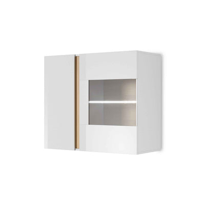 Witryna do salonu Armelia wisząca przeszklona 97x83 cm w stylu minimalistycznym – widok pod kątem | Pillovely