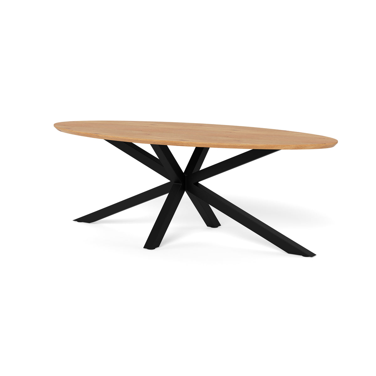 Surfo Large Oval Dining Table 220x76 cm, Industrial Style – angled view | Pillovely